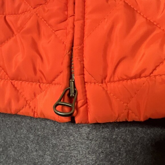 Ralph Lauren Sport Equestrian Crest Quilted Vest Orange Tan Suede Trim Womens SM - Picture 11 of 14